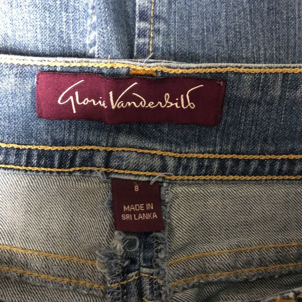 Gloria Vanderbilt Jean Skirt Womens Size 8 Blue Denim Pockets Knee Length Casual